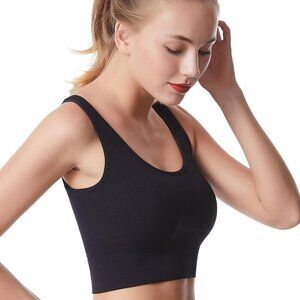 Women's Seamless Wireless Crop Top Bra - Light Support for Low Impact Workouts